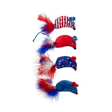 Meow Stars Stripes Mice Plush Pet Toy 4-pk.