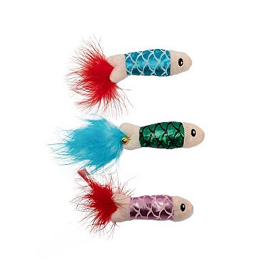 Meow 3-Pack Scaled Fish Interactive Cat Toys