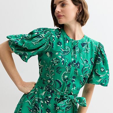 Petite Nine West Button Front Fit & Flare Dress