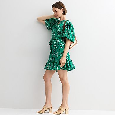 Petite Nine West Button Front Fit & Flare Dress