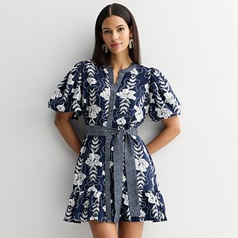 Women's Nine West Button Front Fit & Flare Dress