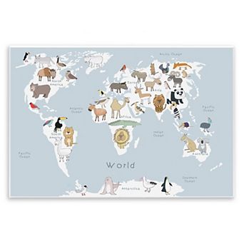 Stupell Home Decor Children's Animal World Map Wall Plaque