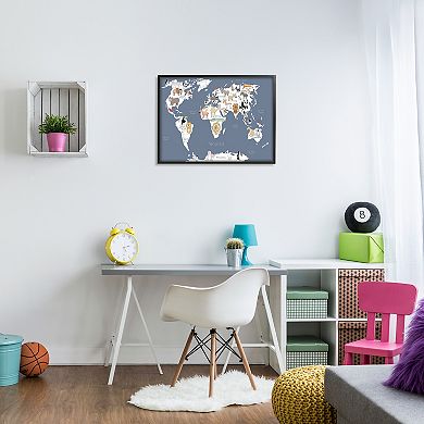 Stupell Home Decor Adorable Animal World Map Wall Art