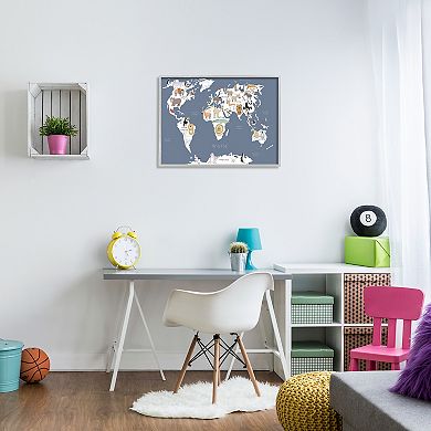 Stupell Home Decor Adorable Animal World Map Wall Art