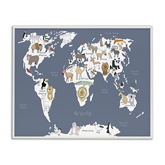 Stupell Home Decor Adorable Animal World Map Wall Art