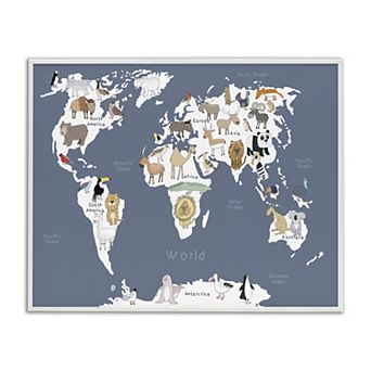 Stupell Home Decor Adorable Animal World Map Wall Art