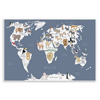 Stupell Home Decor Adorable Animal World Map Wall Art