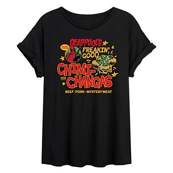 Juniors' Marvel Deadpool's Freakin' Good Chimichangas Oversized Tee