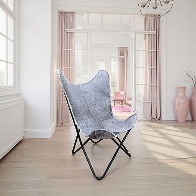 Carolina Chair & Table Monroe Leather Butterfly Chair with Foldable Design