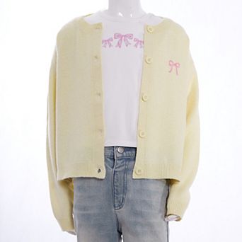 Girls 7-16 Mini Society Embroidered Cardigan & Tank Top Set