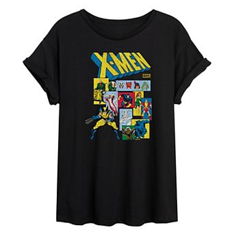 Juniors' Marvel X-Men Retro Comic Characters Oversized Tee