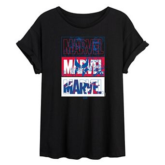 Juniors' Marvel X-Men Character Logos Oversized Tee