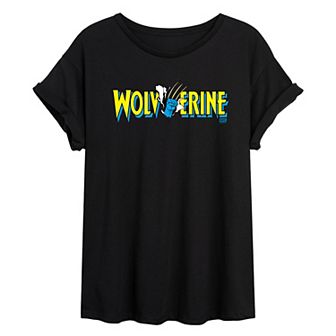 Juniors' Marvel Wolverine Claw Logo Oversized Tee