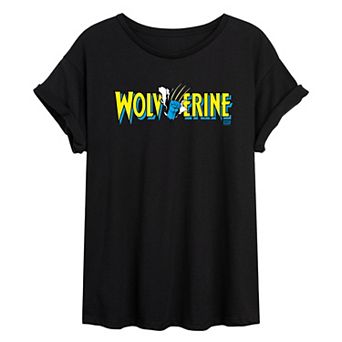 Juniors' Marvel Wolverine Claw Logo Oversized Tee