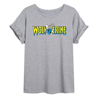 Juniors' Marvel Wolverine Claw Logo Oversized Tee