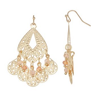 Emberly Gold Tone Filigree Fishhook Dangle Chandelier Earrings