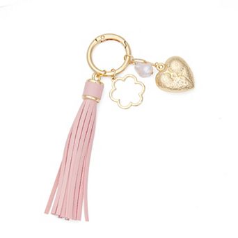Emberly Heart Gold Tone Tassel Bag Charm