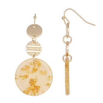 Emberly Gold Tone Linear Circles Drop Earrings