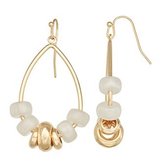 Emberly Gold Tone Beaded Teardrop Earrings
