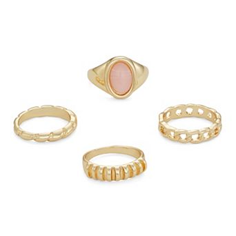Emberly Gold Tone 4 pk Mixed Ring Set