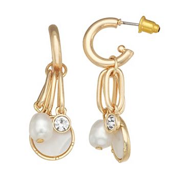 Emberly Gold Tone Charm Hoop Earrings