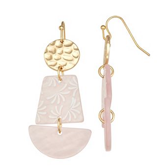 Emberly Gold Tone Linear Shell Drop Earrings
