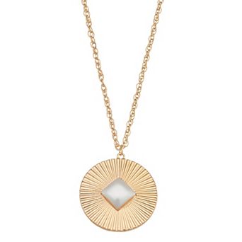 Emberly Gold Tone Long Disc Pendant Necklace