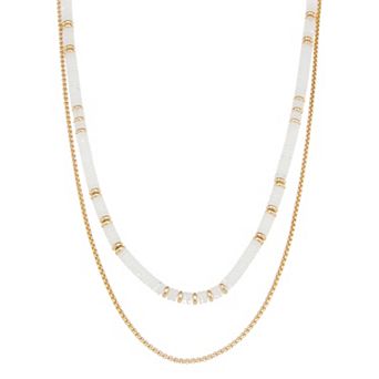 Emberly Gold Tone Beaded Layered Necklace