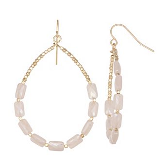 Emberly Gold Tone Beaded Teardrop Earrings