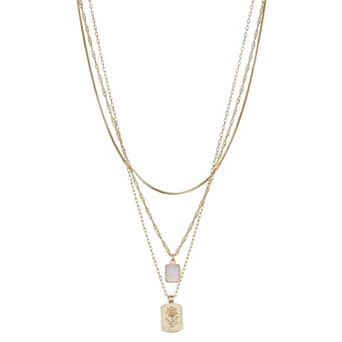 Emberly Gold Tone Layered Charms Necklace