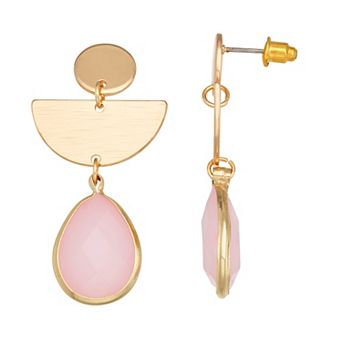 Emberly Gold Tone Geometric Post Drop Earrings