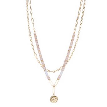 Emberly Gold Tone Layered Beaded Necklace