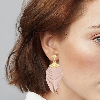 Emberly Gold Tone Leaf Drop Earrings