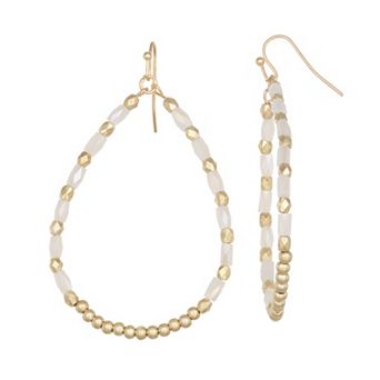 Emberly Gold Tone Beaded Teardrop Fishhook Earrings