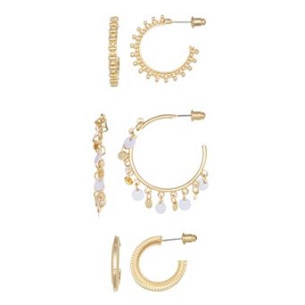 Emberly Gold Tone Trio Hoop Earring Set