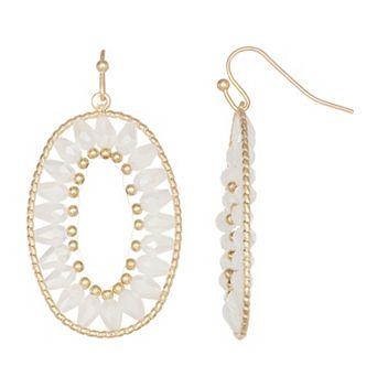Emberly Gold Tone Beaded Oval Earrings