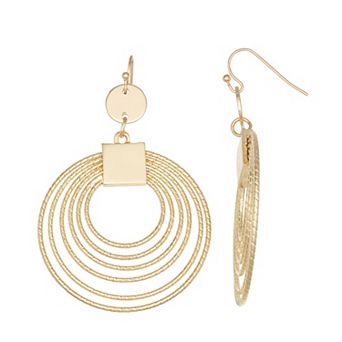 Emberly Gold Tone Multi Circle Hoop Earrings