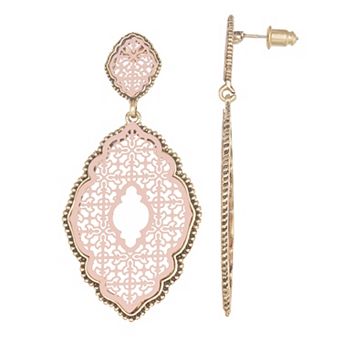 Emberly Gold Tone Filigree Drop Earrings