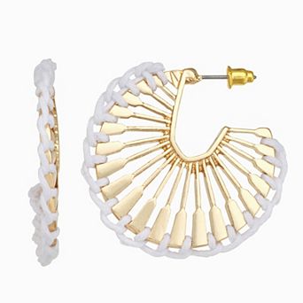 Emberly Gold Tone Sun Rays Hoop Earrings