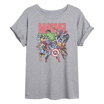 Juniors' Marvel Comic Vintage Oversized Tee
