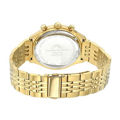 Porsamo Bleu Men's Stainless Steel Gold Tone Green Watch