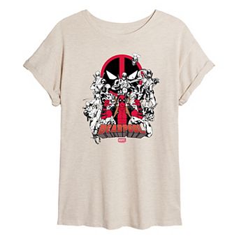 Juniors' Marvel Deadpool Group Oversized Tee