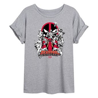 Juniors' Marvel Deadpool Group Oversized Tee