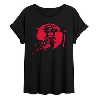 Juniors' Marvel Deadpool Silhouette Oversized Tee