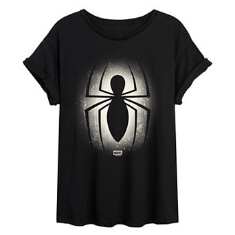 Juniors' Marvel Spider-Man Symbol Oversized Tee