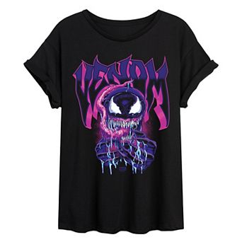 Juniors' Marvel Venom Metal Oversized Tee