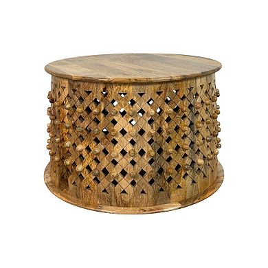 Carolina Chair & Table Lattice Weave Mango Wood Round Coffee Table