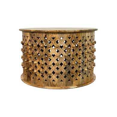 Carolina Chair & Table Lattice Weave Mango Wood Round Coffee Table