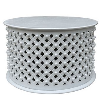 Carolina Chair & Table Lattice Weave Mango Wood Round Coffee Table