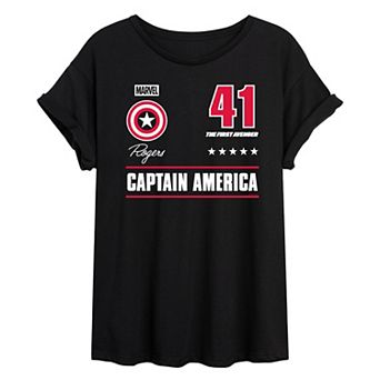 Juniors' Marvel Captain America Oversized Tee